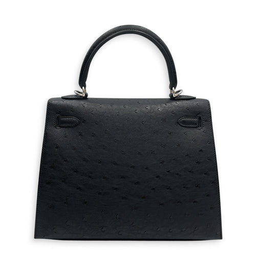 Kelly 25 Black in Ostrich Palladium hardware SL2603-20494 2