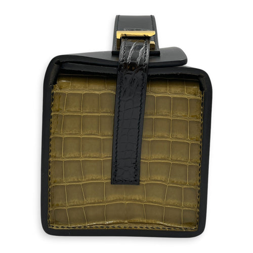 Petit h Minaudiere Etrusque/Vert Olive in Shiny Alligator Gold hardware SL2603-20495 3