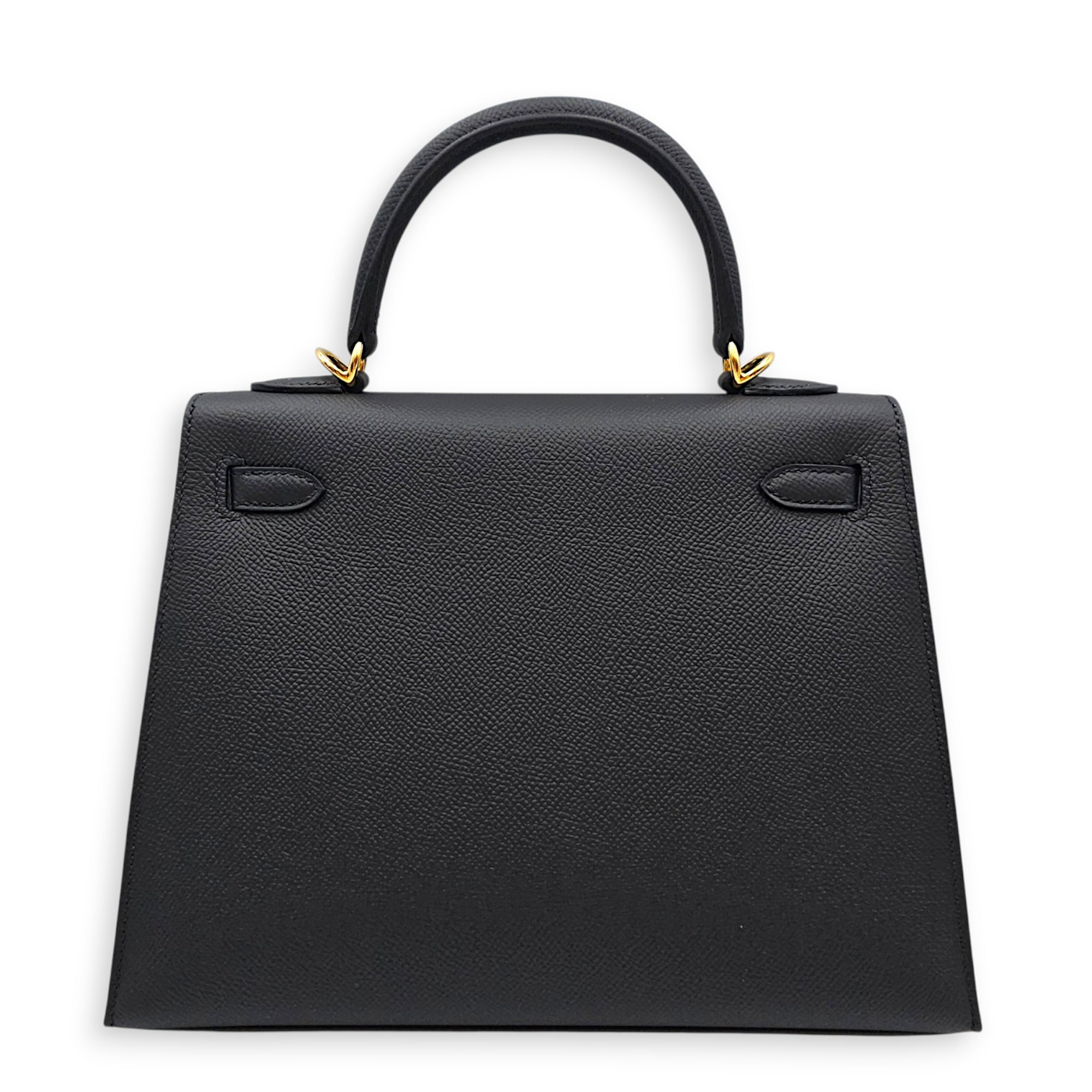 Sellier Kelly 25 Black in Epsom Gold hardware