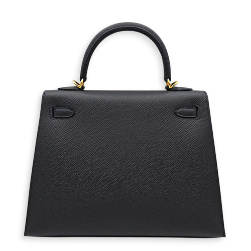 Sellier Kelly 25 Black in Epsom Gold hardware
