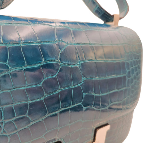 Constance 24 Bleu Colvert in Shiny Alligator Palladium hardware