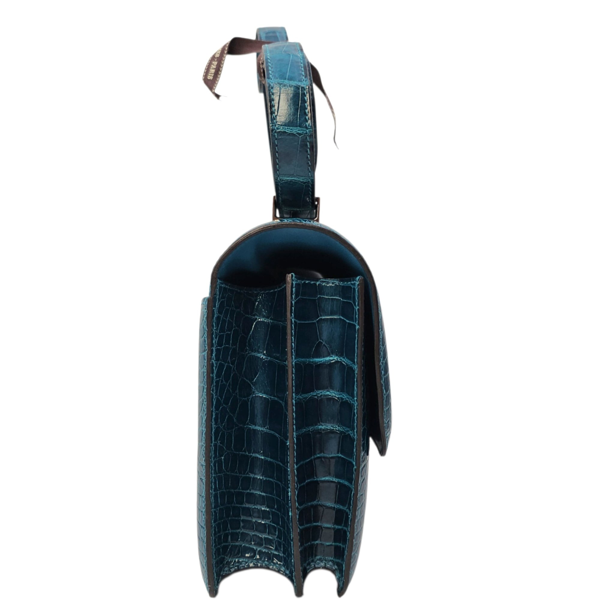Constance 24 Bleu Colvert in Shiny Alligator Palladium hardware