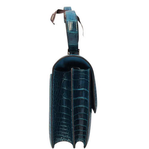 Constance 24 Bleu Colvert in Shiny Alligator Palladium hardware