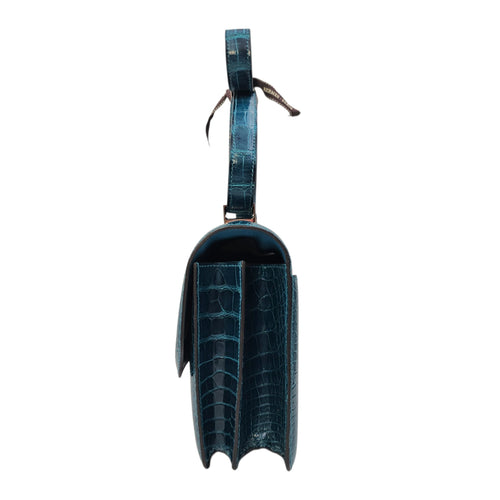 Constance 24 Bleu Colvert in Shiny Alligator Palladium hardware