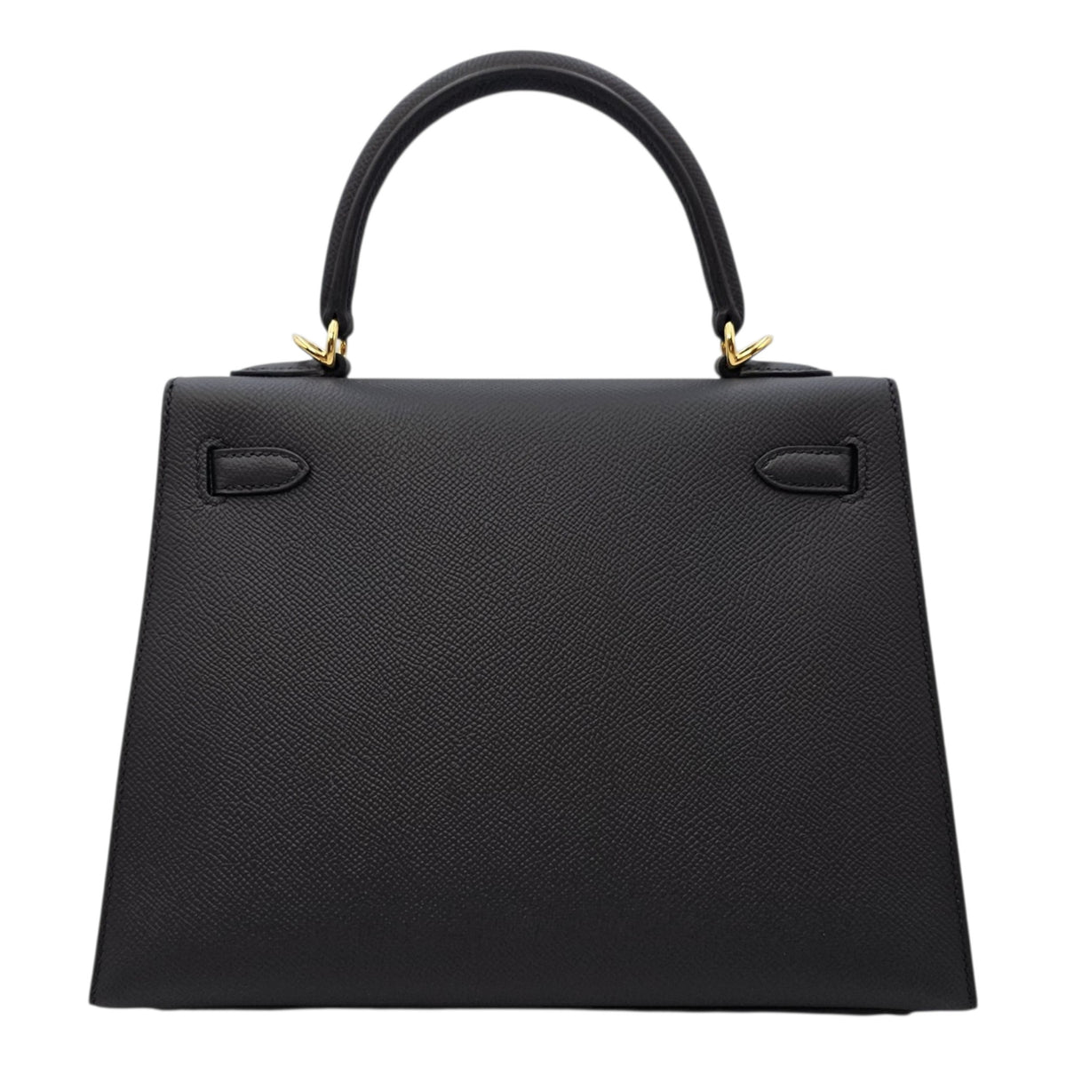 Sellier Kelly 25 Noir in Epsom Gold hardware