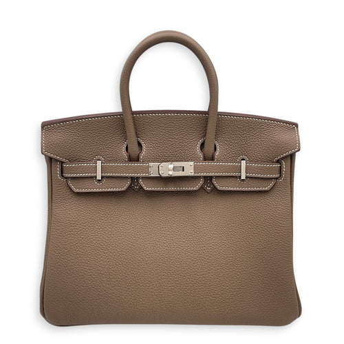 Birkin 25 Etoupe in Togo Palladium hardware