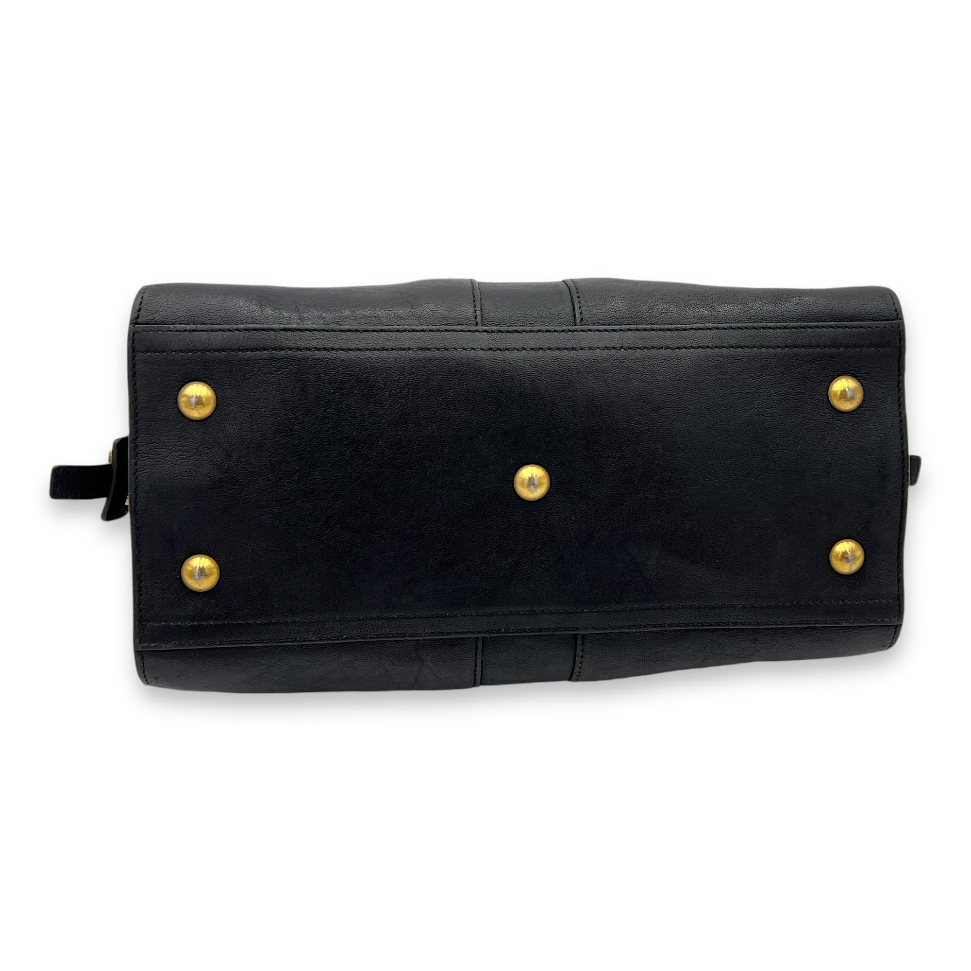Cabas Top Handle Bag Black in Calfskin, Gold hardware