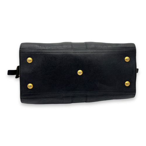 Cabas Top Handle Bag Black in Calfskin, Gold hardware