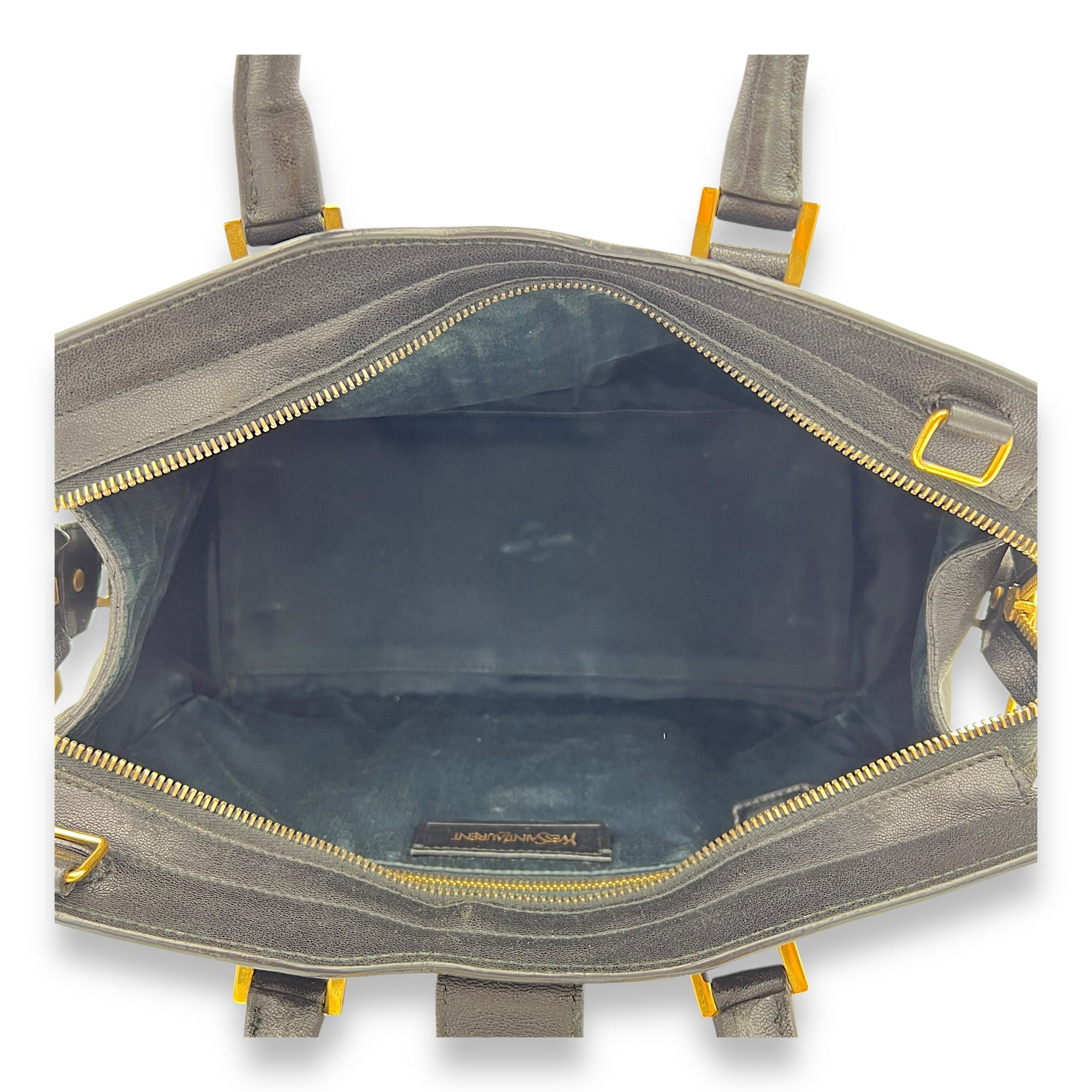 Cabas Top Handle Bag Black in Calfskin, Gold hardware