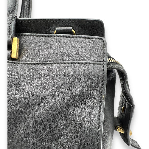 Cabas Top Handle Bag Black in Calfskin, Gold hardware