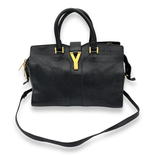 Cabas Top Handle Bag Black in Calfskin, Gold hardware