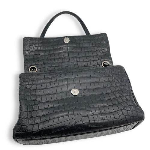 Hollywood Shoulder Bag Black in Calfskin, Silver hardware