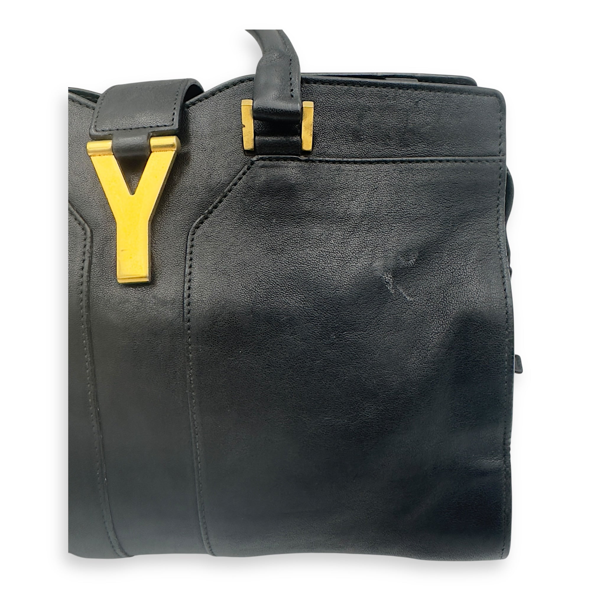 Saint Laurent Cabas Top Handle Bag Black in Calfskin, Gold hardware_1