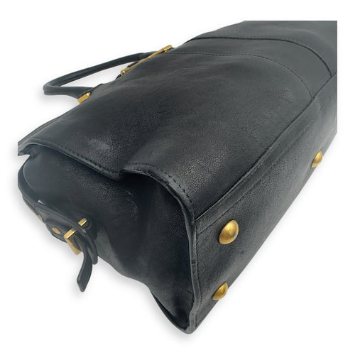 Saint Laurent Cabas Top Handle Bag Black in Calfskin, Gold hardware_10