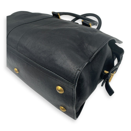 Saint Laurent Cabas Top Handle Bag Black in Calfskin, Gold hardware_13