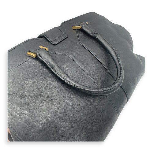 Saint Laurent Cabas Top Handle Bag Black in Calfskin, Gold hardware_3