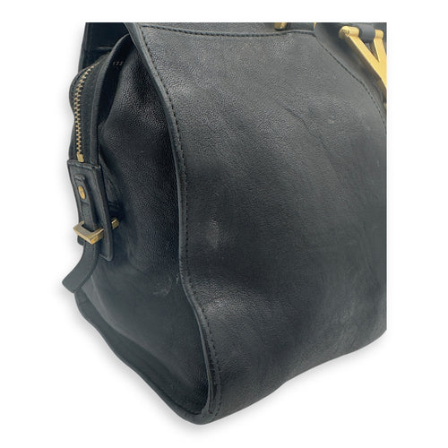 Saint Laurent Cabas Top Handle Bag Black in Calfskin, Gold hardware_5