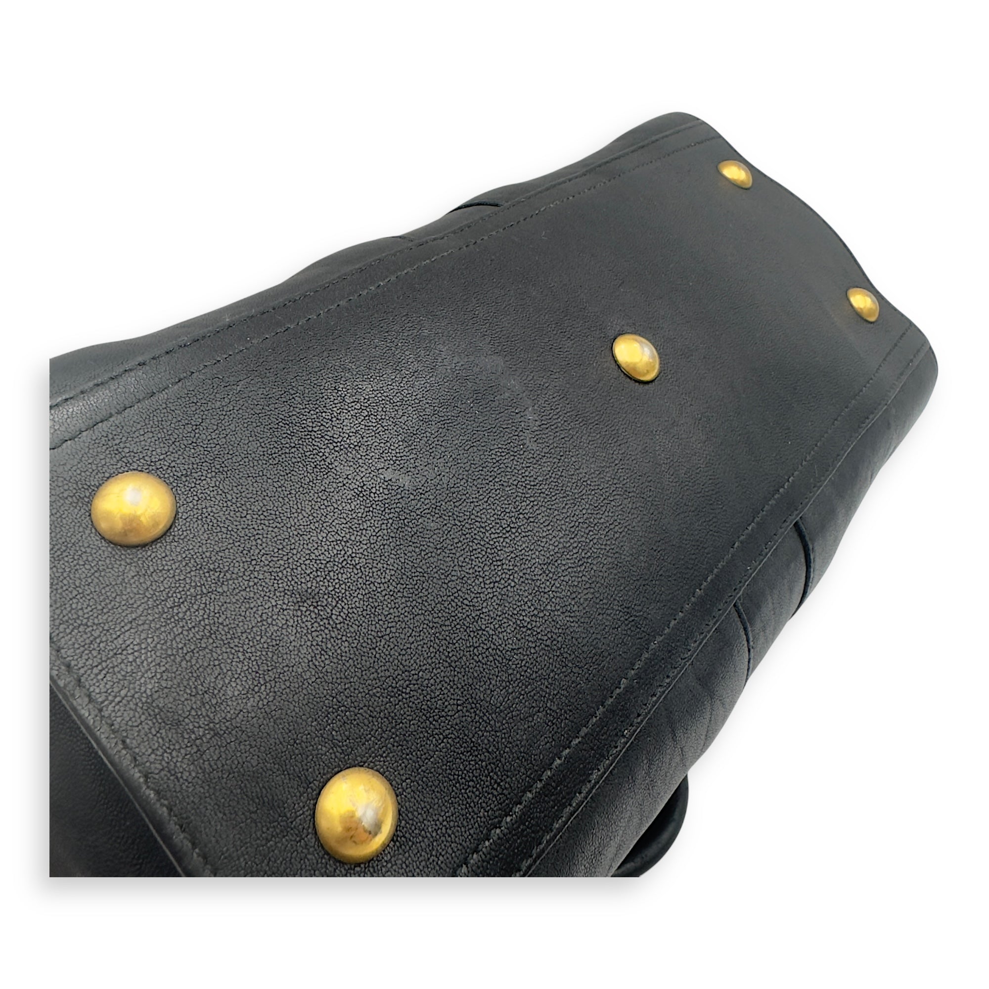 Saint Laurent Cabas Top Handle Bag Black in Calfskin, Gold hardware_6