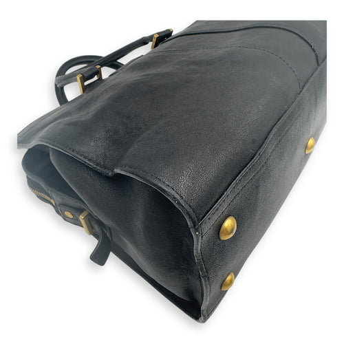 Saint Laurent Cabas Top Handle Bag Black in Calfskin, Gold hardware_8