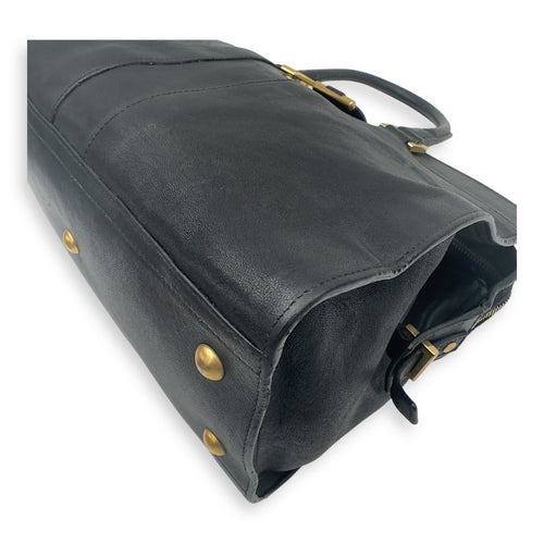 Saint Laurent Cabas Top Handle Bag Black in Calfskin, Gold hardware_9