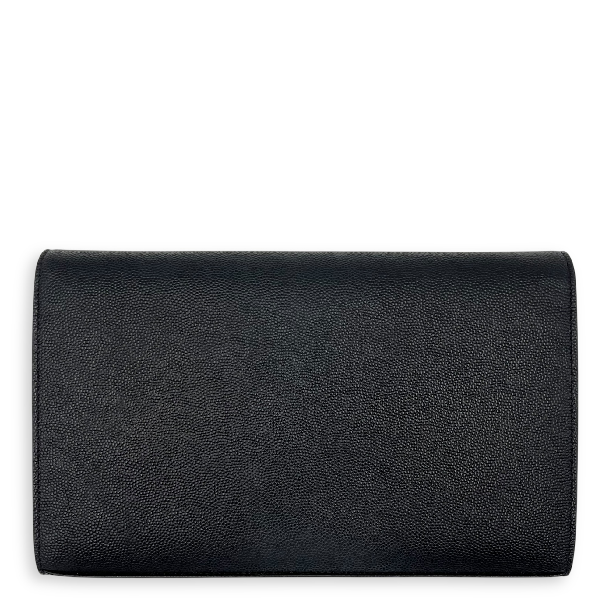 Saint Laurent Cassandra Wallet On Chain Black in Calfskin, Gold hardware_2