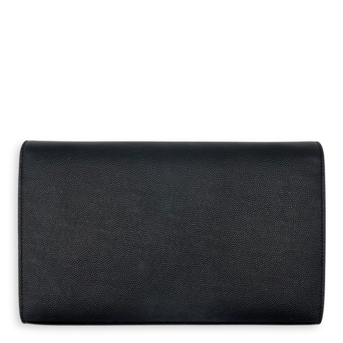 Saint Laurent Cassandra Wallet On Chain Black in Calfskin, Gold hardware_2