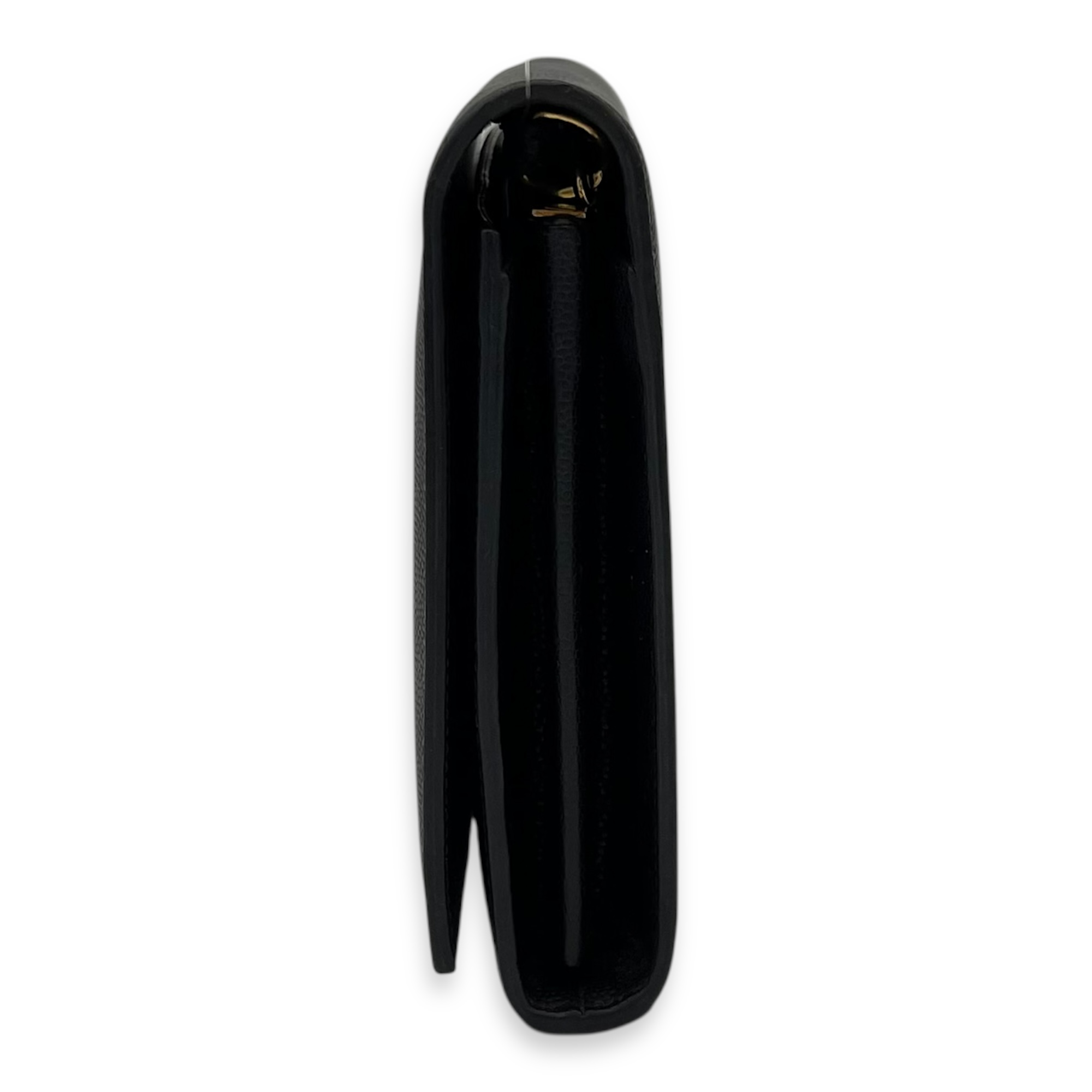 Saint Laurent Cassandra Wallet On Chain Black in Calfskin, Gold hardware_3