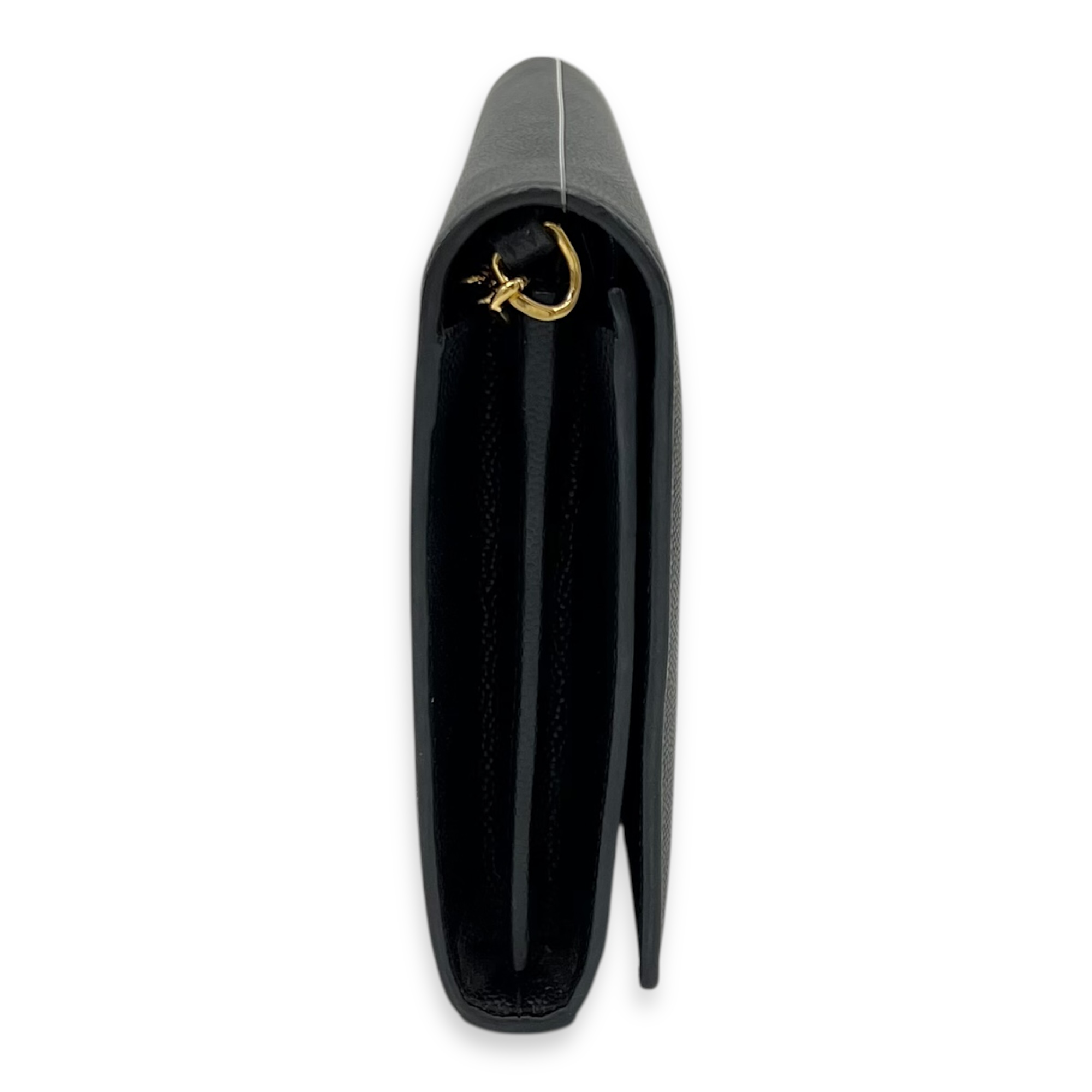 Saint Laurent Cassandra Wallet On Chain Black in Calfskin, Gold hardware_4
