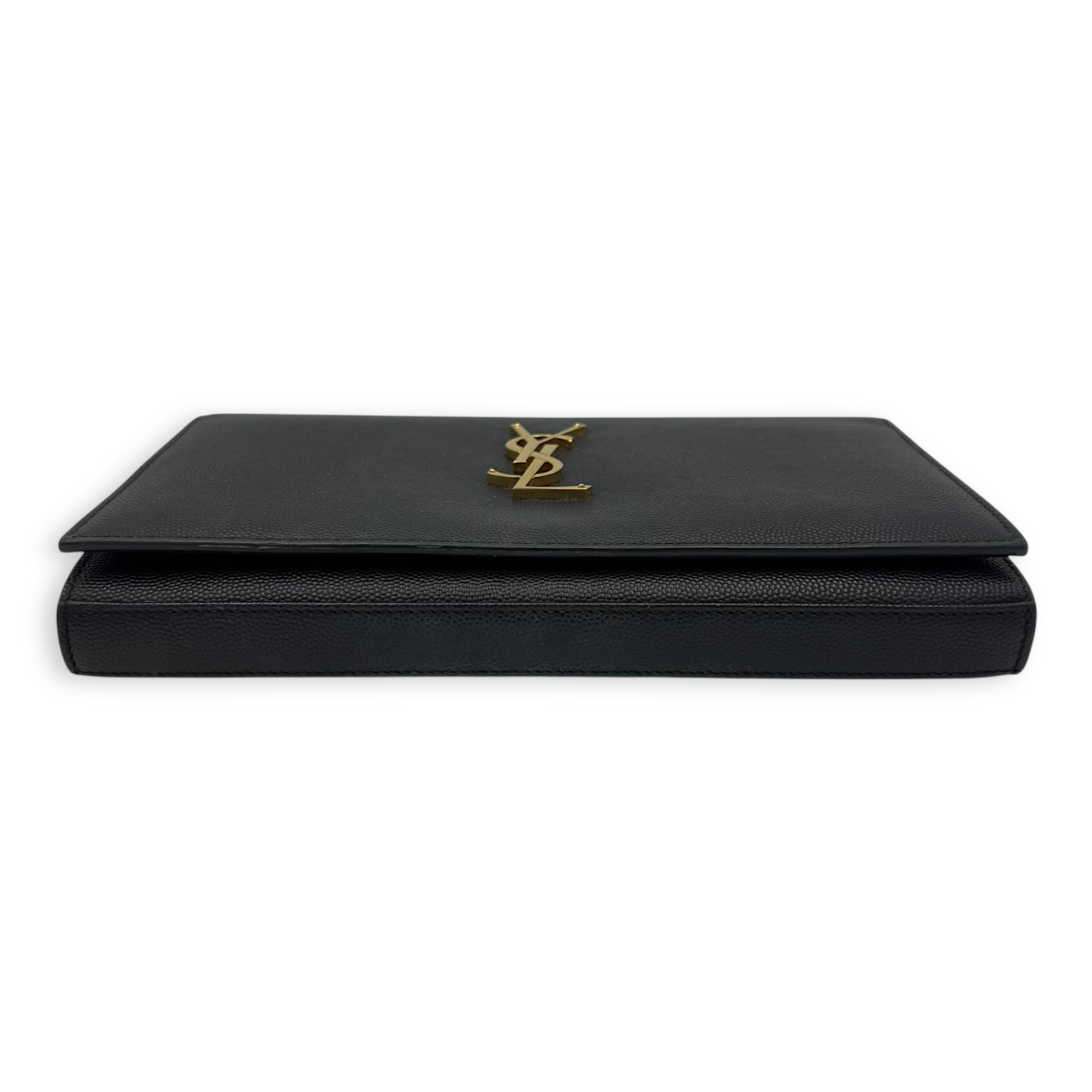 Saint Laurent Cassandra Wallet On Chain Black in Calfskin, Gold hardware_5
