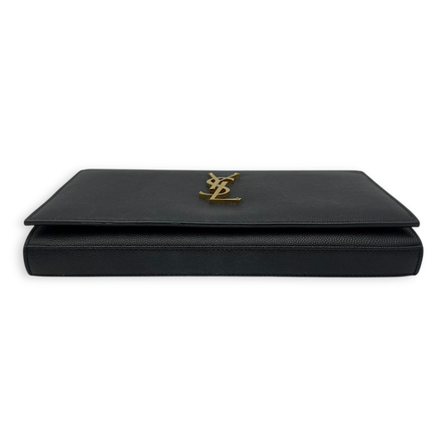 Saint Laurent Cassandra Wallet On Chain Black in Calfskin, Gold hardware_5