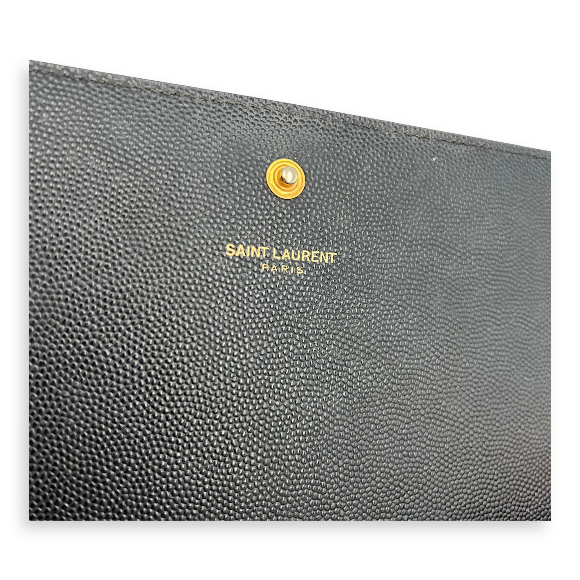 Saint Laurent Cassandra Wallet On Chain Black in Calfskin, Gold hardware_6