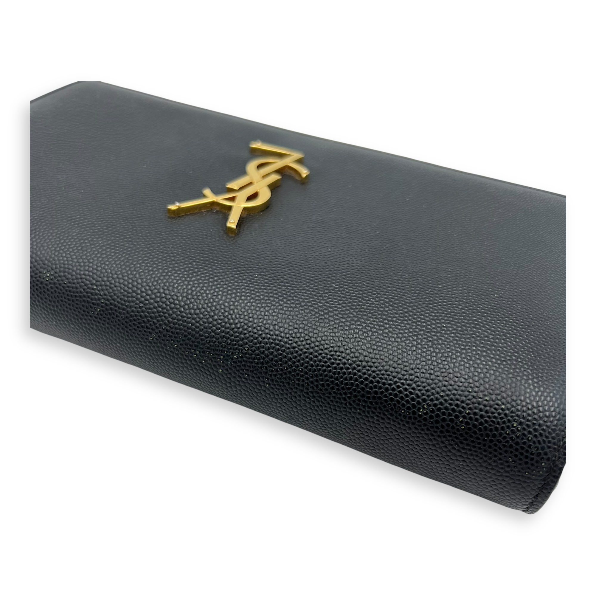Saint Laurent Cassandra Wallet On Chain Black in Calfskin, Gold hardware_7