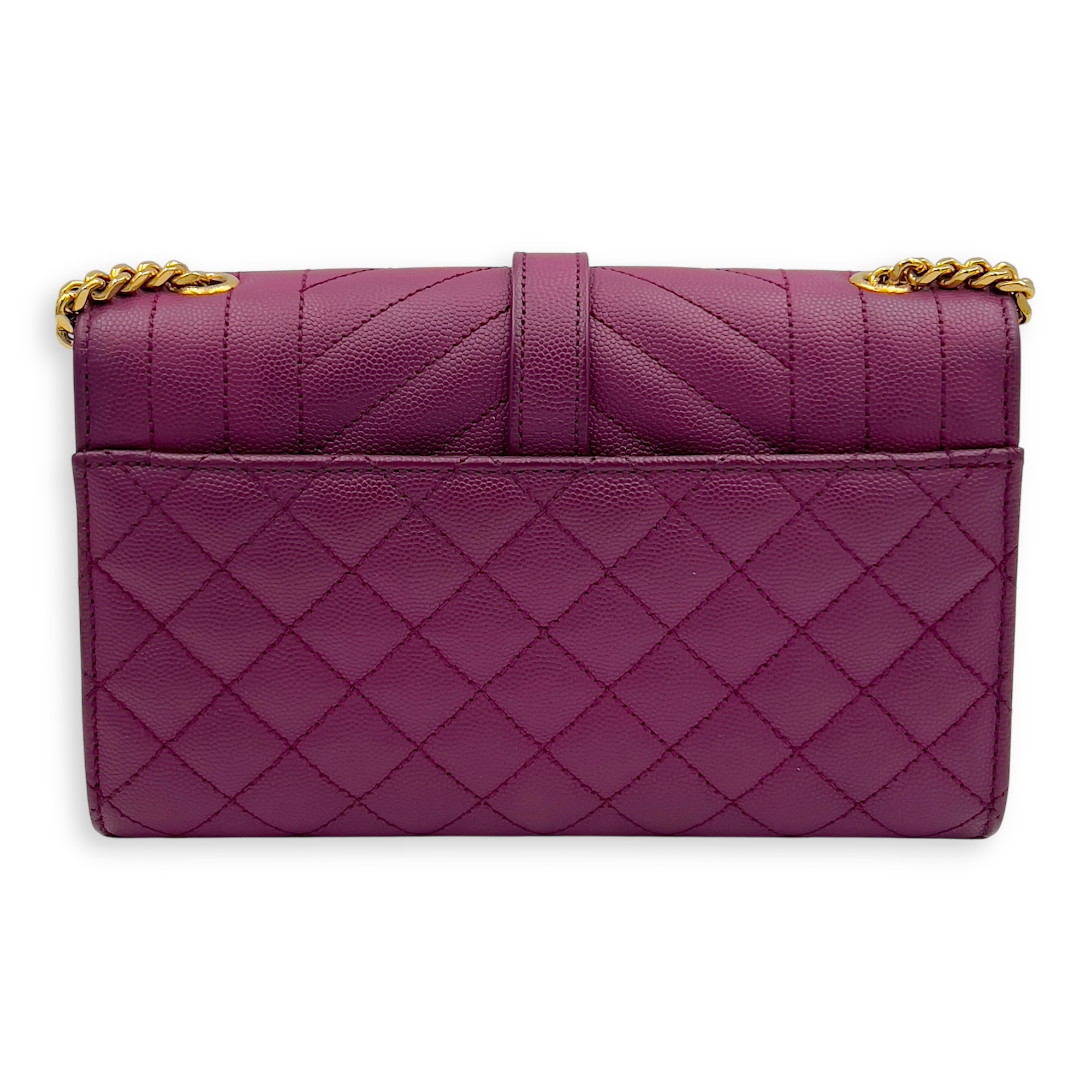 Saint Laurent Envelope Crossbody Bag Purple in Caviar Leather, Gold hardware_2