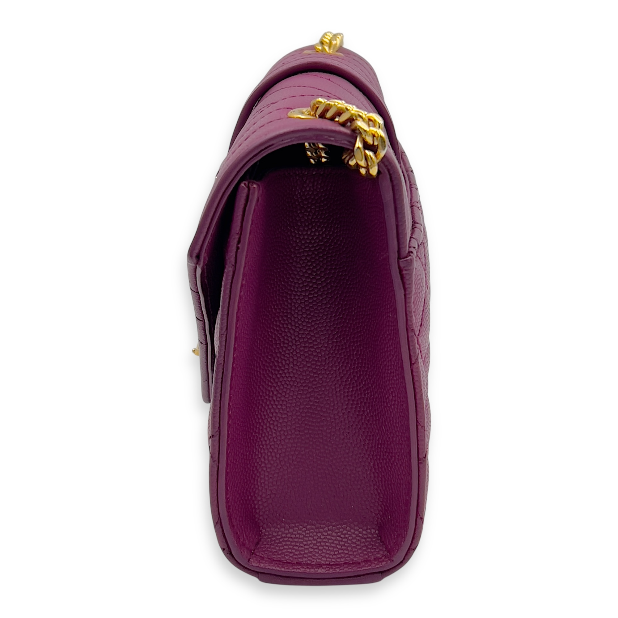 Saint Laurent Envelope Crossbody Bag Purple in Caviar Leather, Gold hardware_4