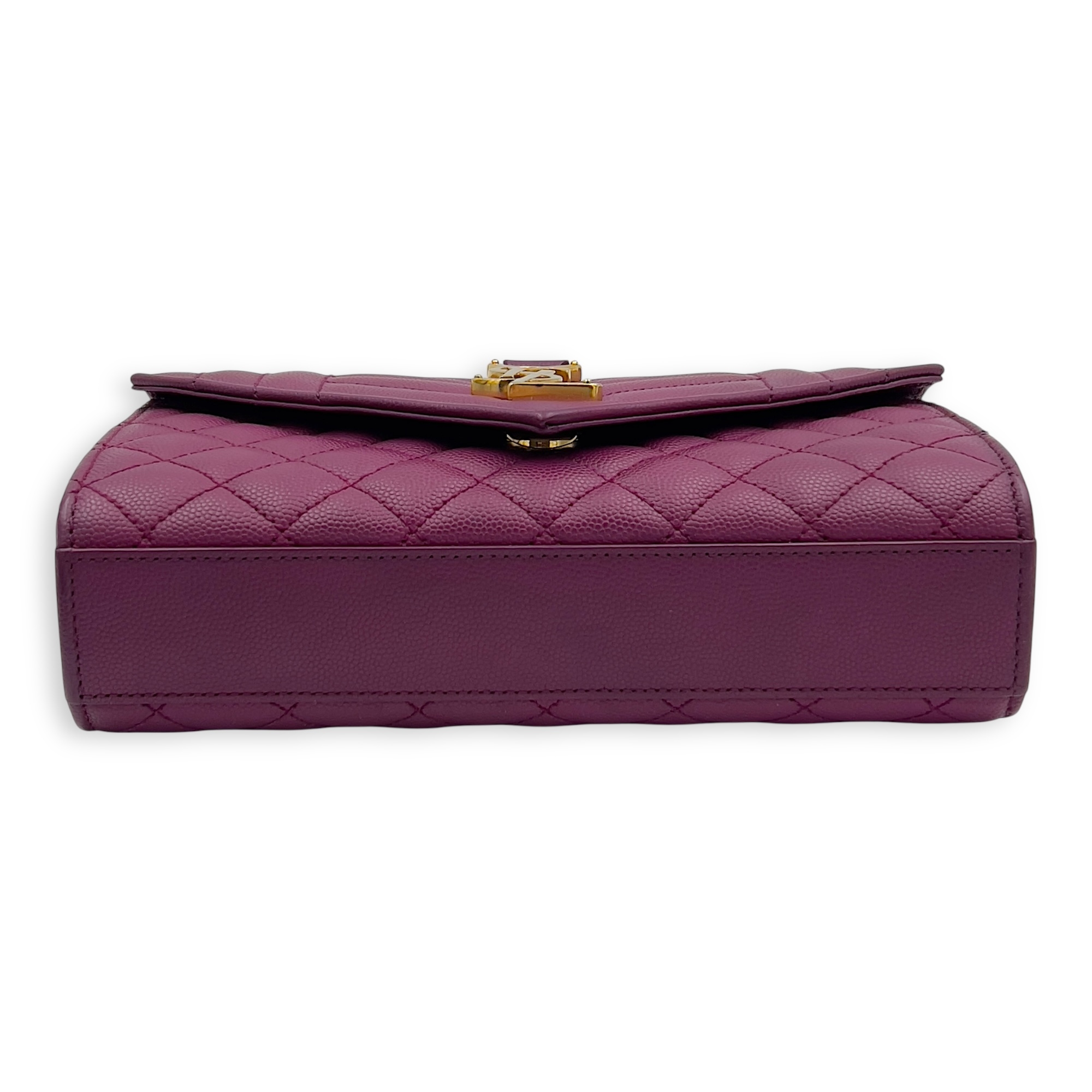 Saint Laurent Envelope Crossbody Bag Purple in Caviar Leather, Gold hardware_5