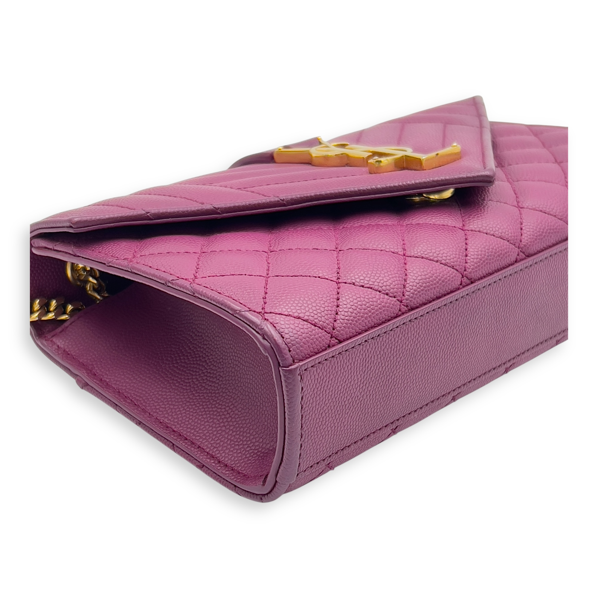 Saint Laurent Envelope Crossbody Bag Purple in Caviar Leather, Gold hardware_7