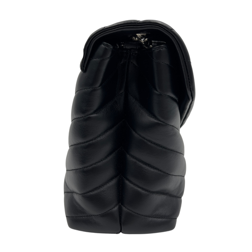 Saint Laurent Loulou Shoulder Bag Medium Black in Calfskin, Silver hardware_3