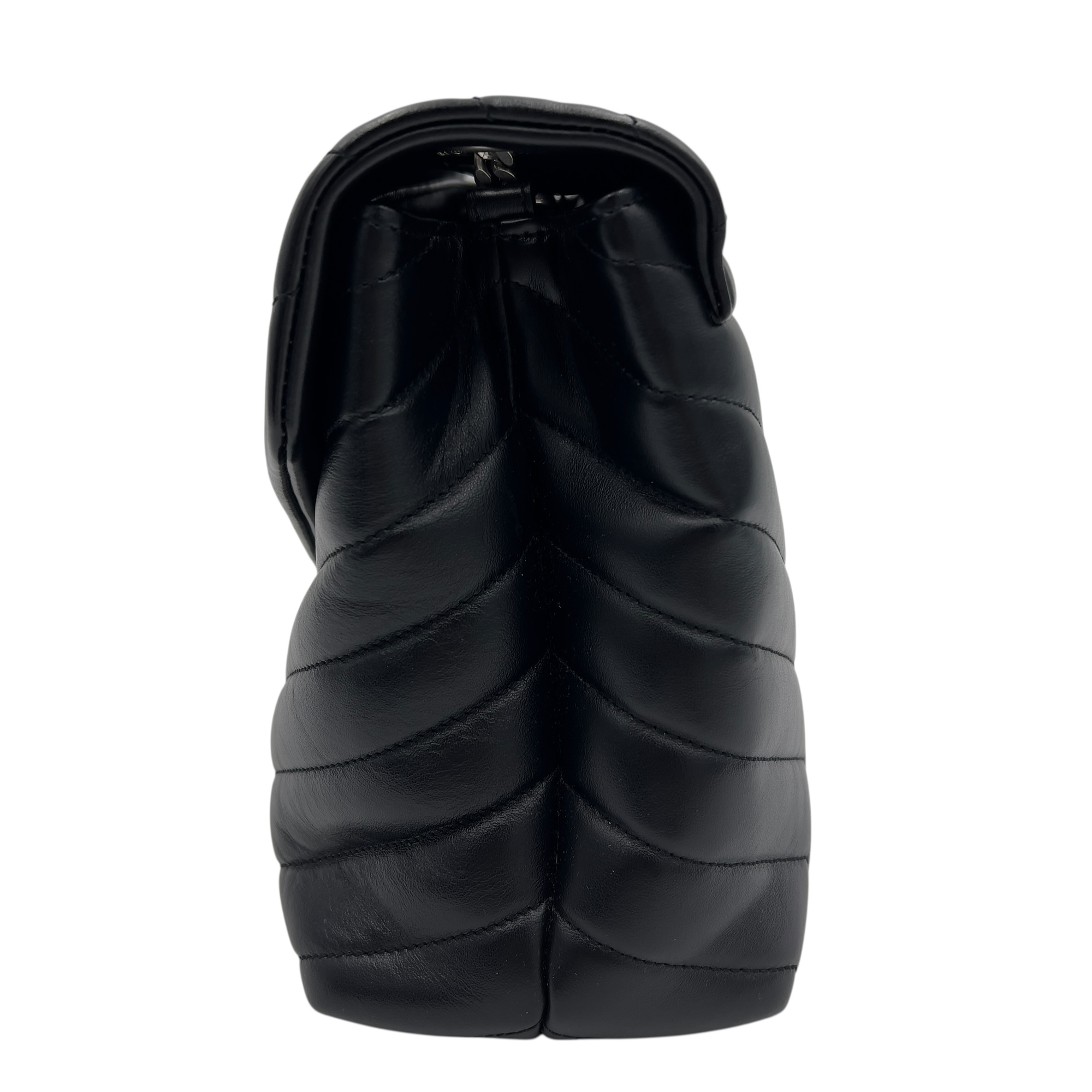 Saint Laurent Loulou Shoulder Bag Medium Black in Calfskin, Silver hardware_4