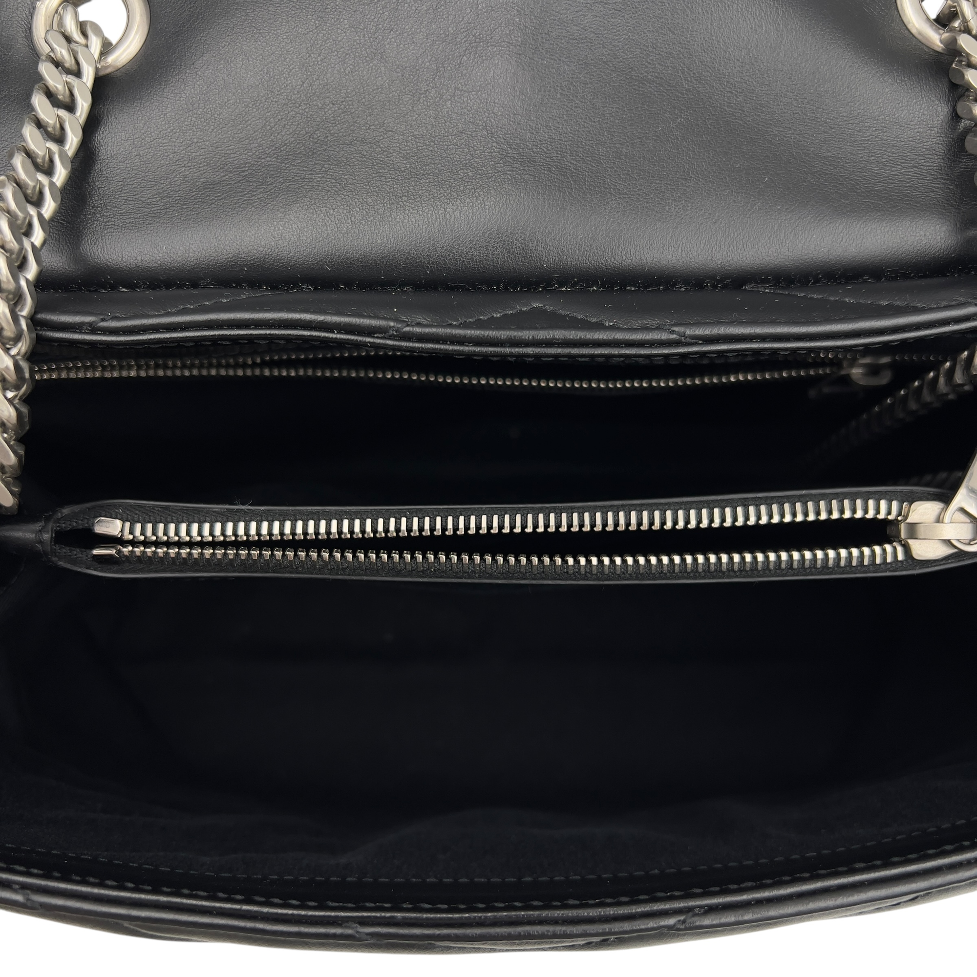 Saint Laurent Loulou Shoulder Bag Medium Black in Calfskin, Silver hardware_6