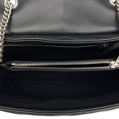 Saint Laurent Loulou Shoulder Bag Medium Black in Calfskin, Silver hardware_6