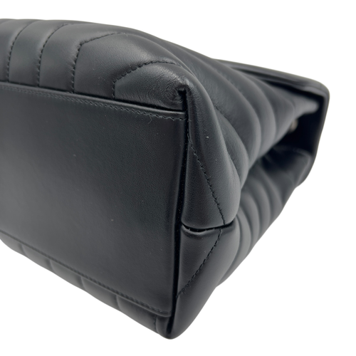Saint Laurent Loulou Shoulder Bag Medium Black in Calfskin, Silver hardware_8