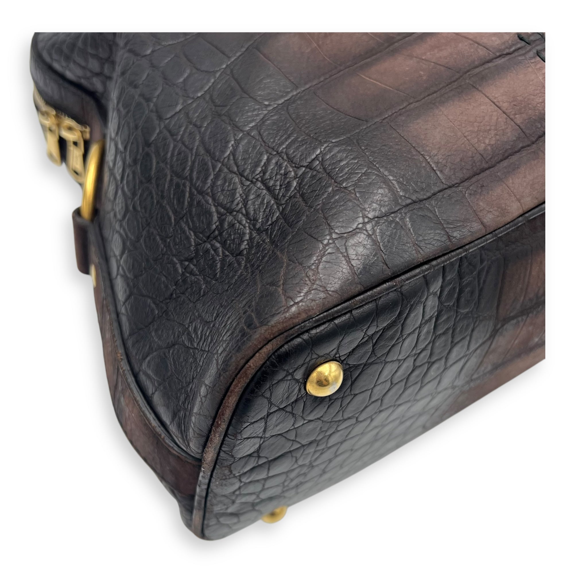 Saint Laurent Muse Top Handle Bag Large Brown in Calfskin, Gold hardware_10