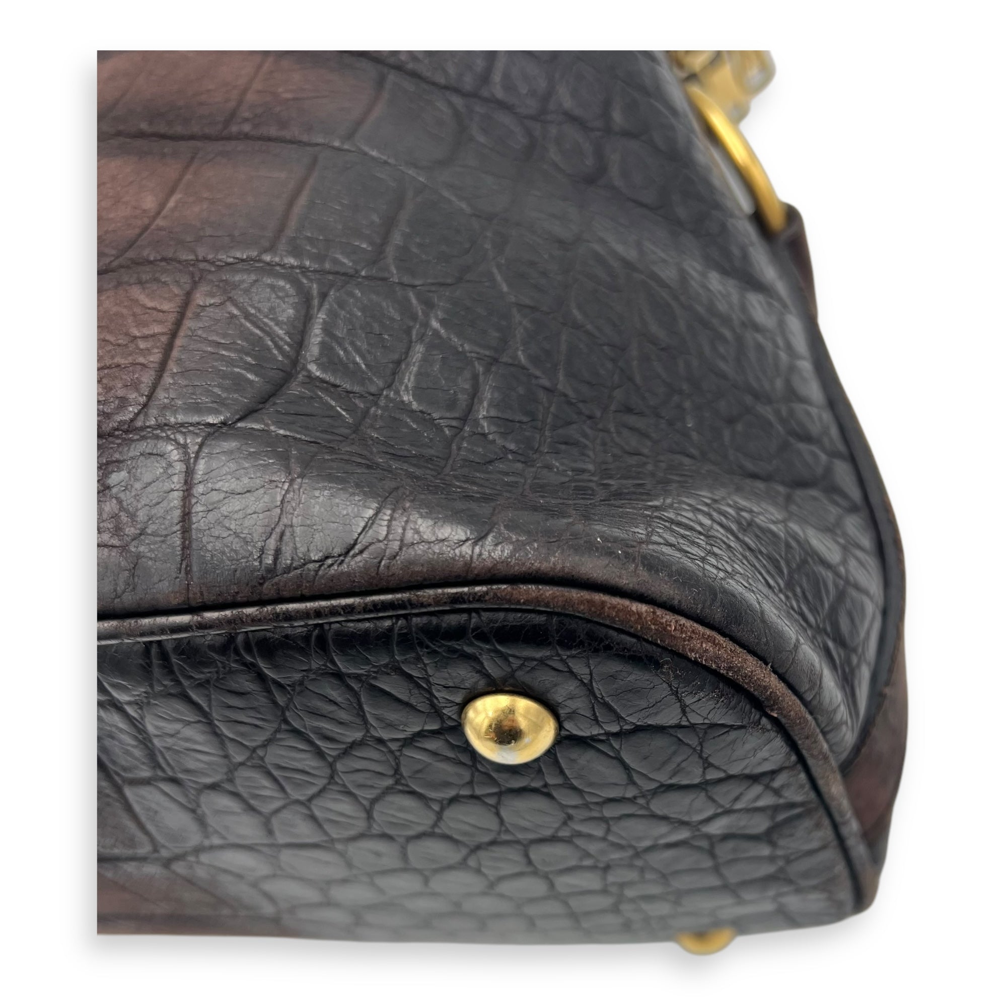 Saint Laurent Muse Top Handle Bag Large Brown in Calfskin, Gold hardware_13