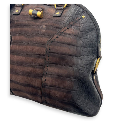 Saint Laurent Muse Top Handle Bag Large Brown in Calfskin, Gold hardware_16
