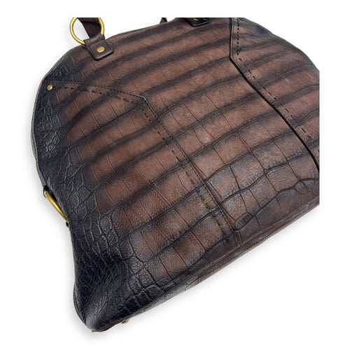 Saint Laurent Muse Top Handle Bag Large Brown in Calfskin, Gold hardware_19