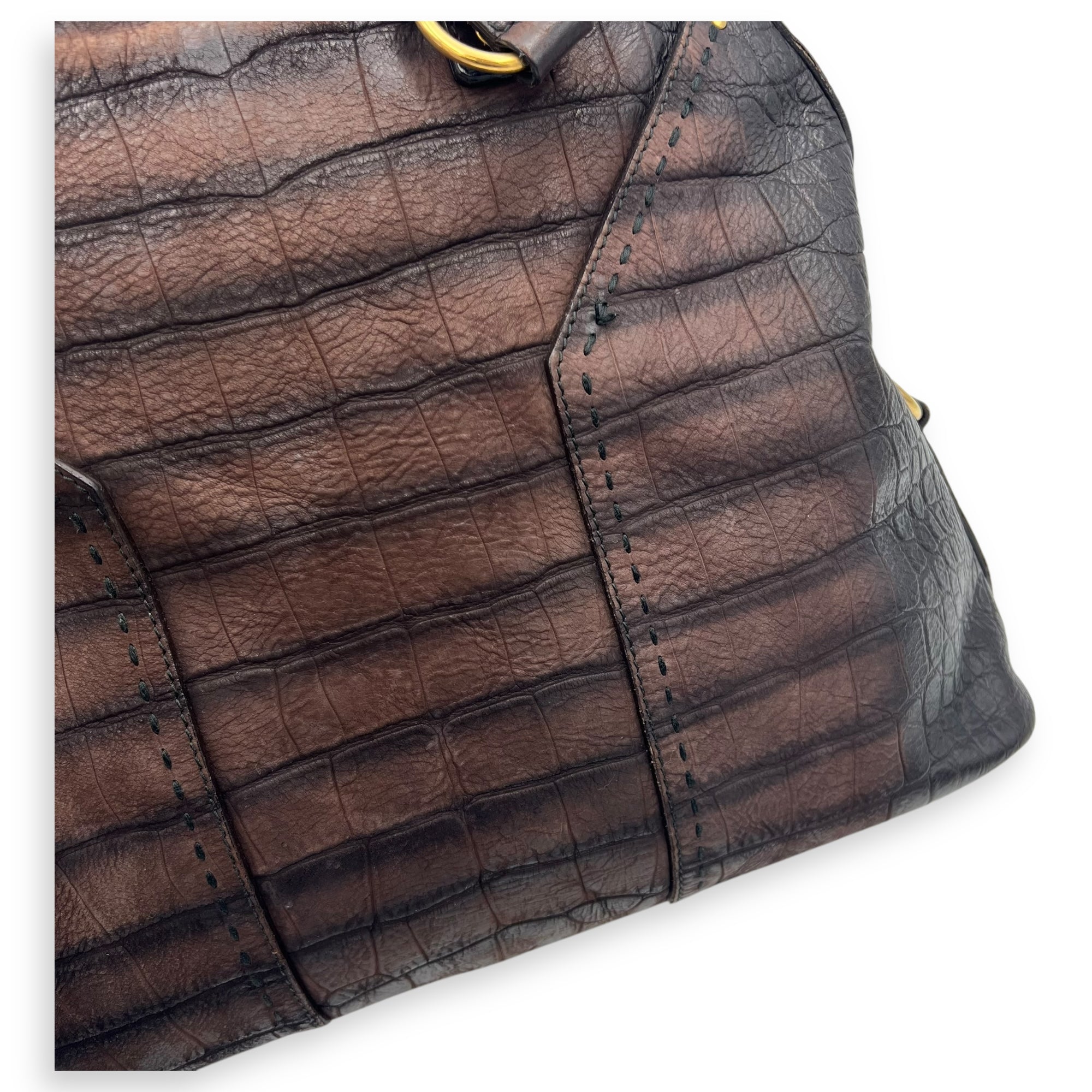 Saint Laurent Muse Top Handle Bag Large Brown in Calfskin, Gold hardware_20