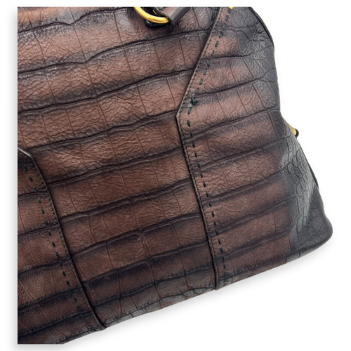 Saint Laurent Muse Top Handle Bag Large Brown in Calfskin, Gold hardware_20