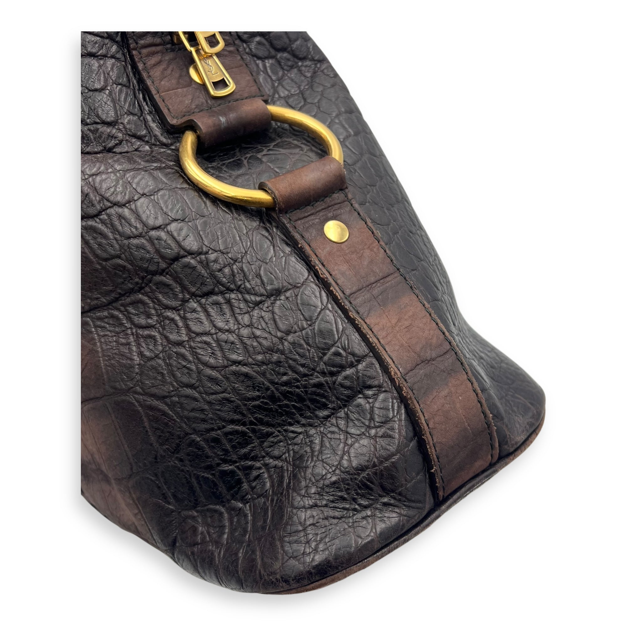 Saint Laurent Muse Top Handle Bag Large Brown in Calfskin, Gold hardware_21