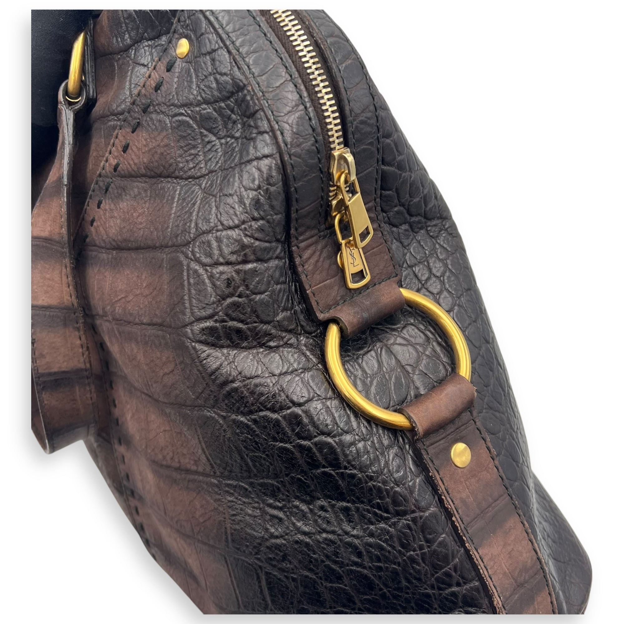 Saint Laurent Muse Top Handle Bag Large Brown in Calfskin, Gold hardware_22