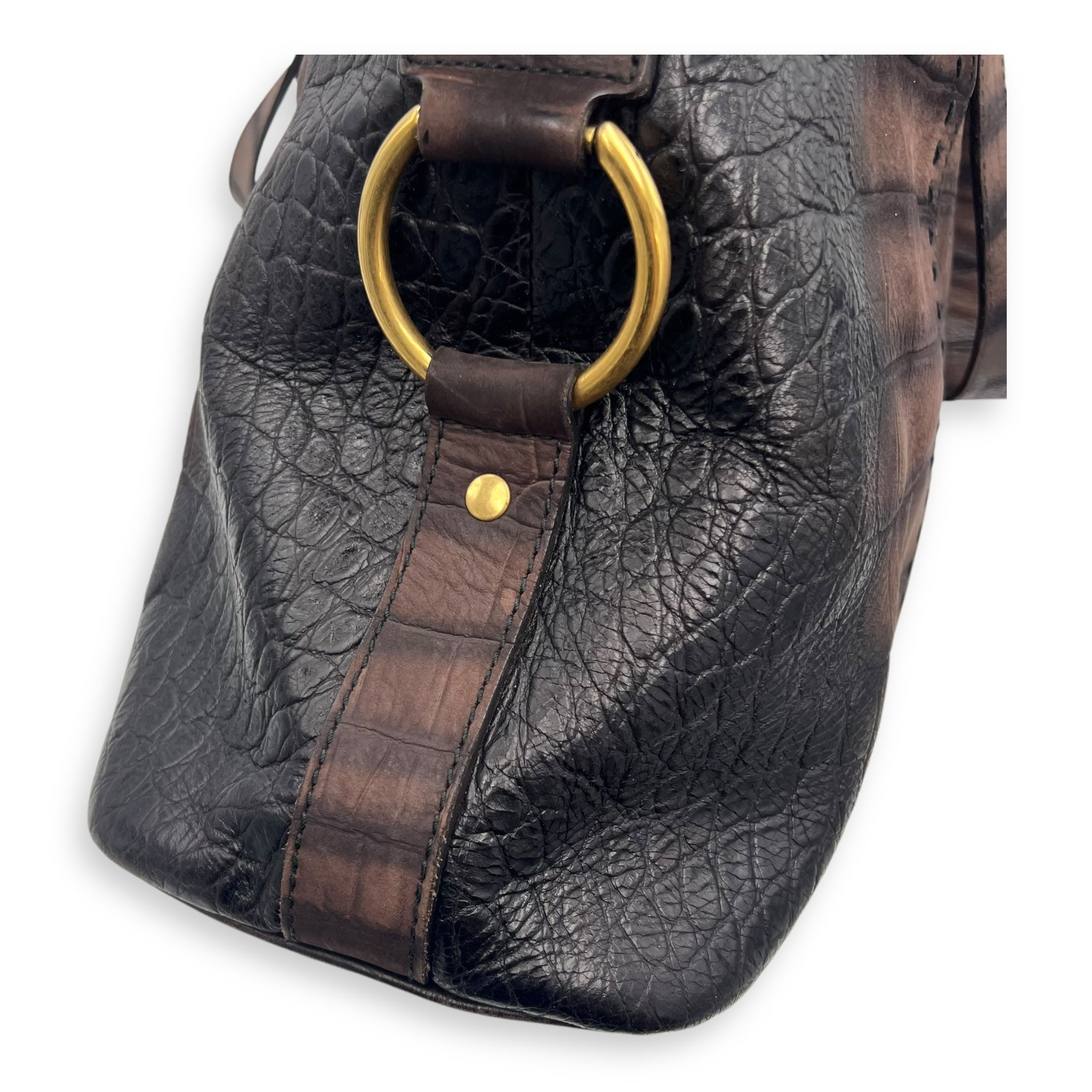 Saint Laurent Muse Top Handle Bag Large Brown in Calfskin, Gold hardware_23